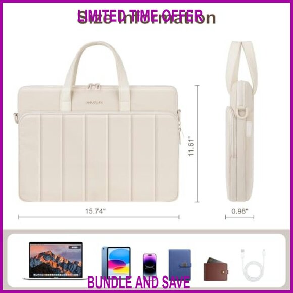 15.6 Inch Laptop Messenger Bag with Quilted Puffy Design and Shoulder Strap - Picture 8 of 8